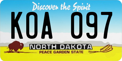ND license plate KOA097