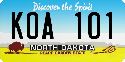 ND license plate KOA101