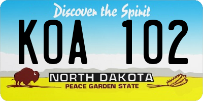 ND license plate KOA102