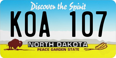 ND license plate KOA107