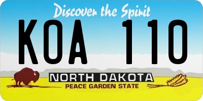ND license plate KOA110