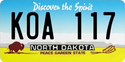 ND license plate KOA117