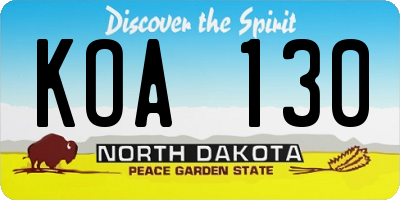 ND license plate KOA130