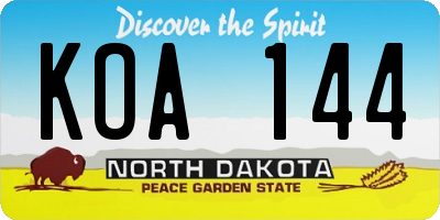 ND license plate KOA144
