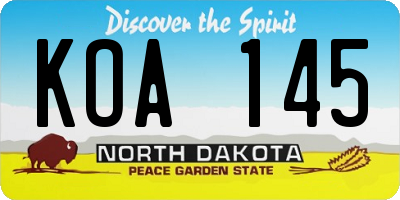 ND license plate KOA145