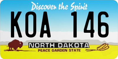 ND license plate KOA146