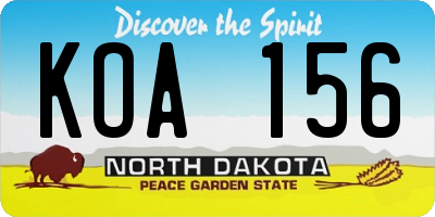 ND license plate KOA156
