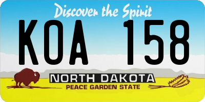 ND license plate KOA158