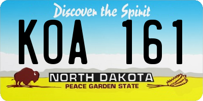 ND license plate KOA161