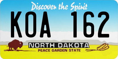 ND license plate KOA162