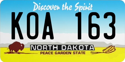 ND license plate KOA163