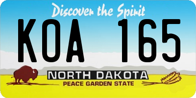 ND license plate KOA165