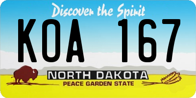 ND license plate KOA167