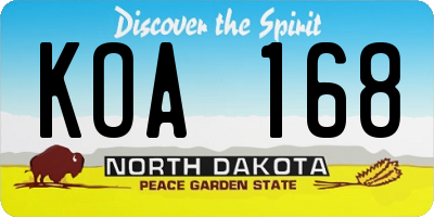 ND license plate KOA168