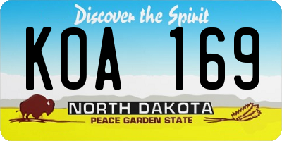 ND license plate KOA169