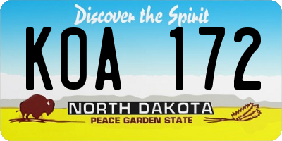ND license plate KOA172