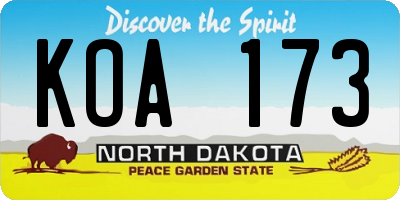 ND license plate KOA173