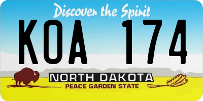 ND license plate KOA174