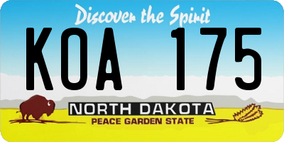 ND license plate KOA175