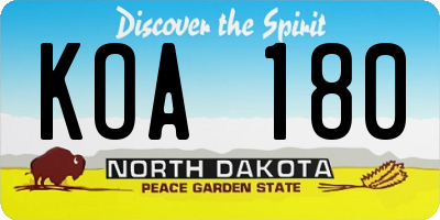 ND license plate KOA180