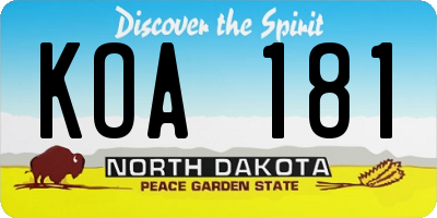 ND license plate KOA181