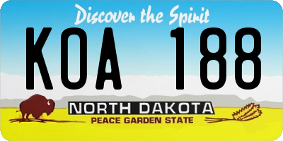 ND license plate KOA188