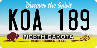 ND license plate KOA189