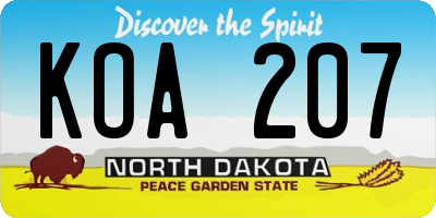 ND license plate KOA207