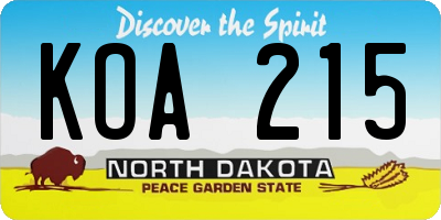 ND license plate KOA215