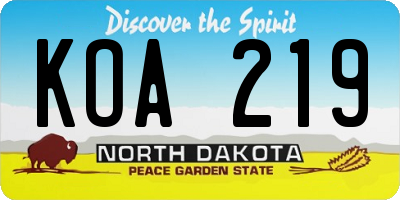 ND license plate KOA219