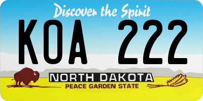 ND license plate KOA222