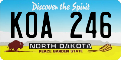 ND license plate KOA246