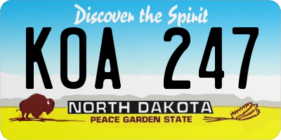 ND license plate KOA247