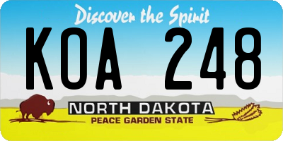 ND license plate KOA248