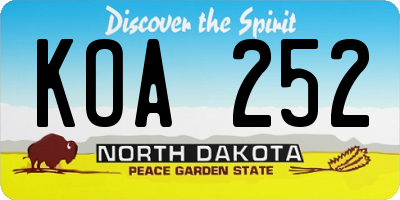 ND license plate KOA252