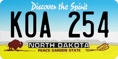 ND license plate KOA254