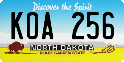 ND license plate KOA256