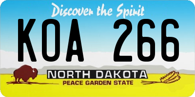 ND license plate KOA266
