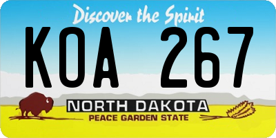 ND license plate KOA267