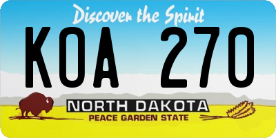 ND license plate KOA270
