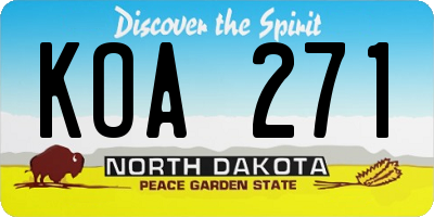 ND license plate KOA271