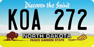 ND license plate KOA272