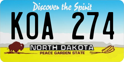 ND license plate KOA274