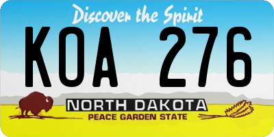 ND license plate KOA276