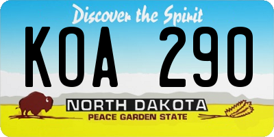 ND license plate KOA290