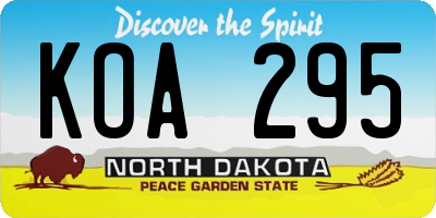 ND license plate KOA295