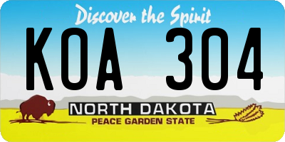 ND license plate KOA304