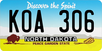 ND license plate KOA306