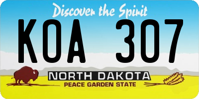 ND license plate KOA307