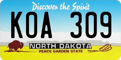 ND license plate KOA309